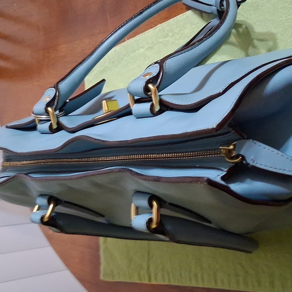 Coach Chelsea Carryall Elegant Robin Egg Blue Leather Satchel Bag - Picture 7 of 11